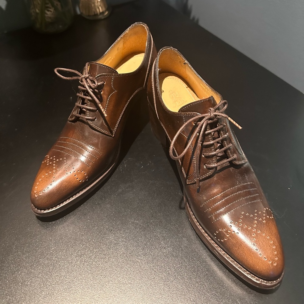 Office of Angela Scott Heeled Oxford in mahogany
